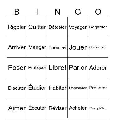 French Bingo Card