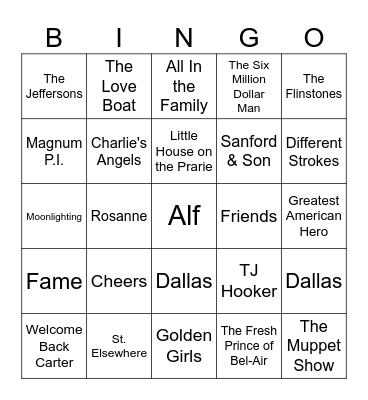 TV Dinner Bingo Card