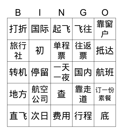 3-7 part 3,4 booking airplane ticket Bingo Card