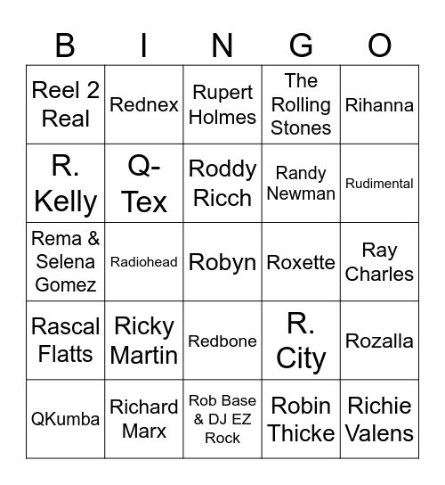 Flamingo Music Bingo: Game 2 Bingo Card