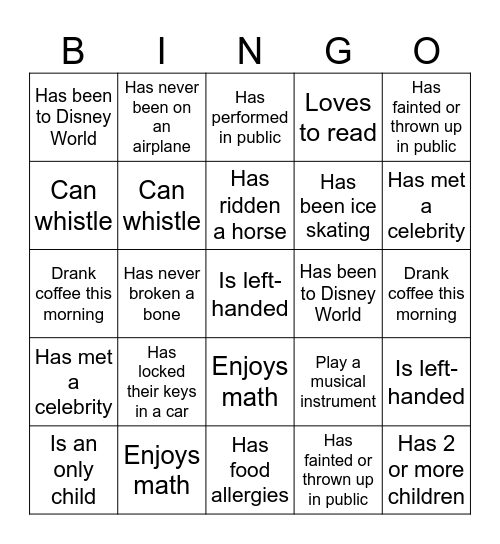 Find Someone Who: Bingo Card