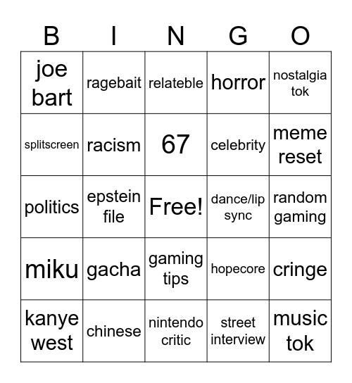 tiktok bingo early 2026 Bingo Card