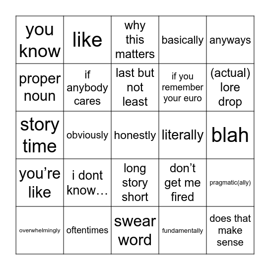 rocinante bingo Card