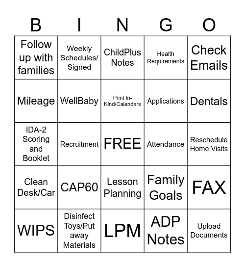 FDS Bingo Card