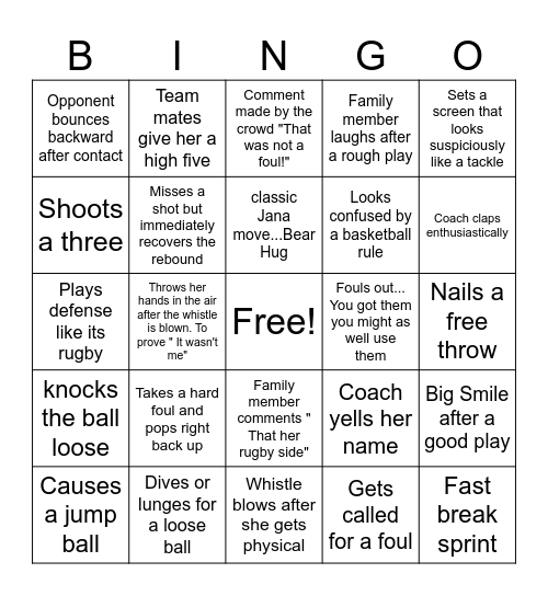 Jana's Basketball Bingo Card