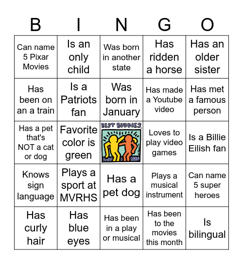 Best Buddies Bingo Card
