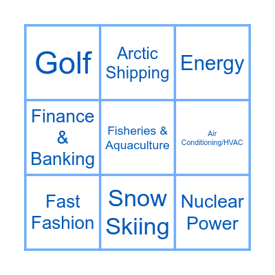 Effect of Climate Change Bingo Card