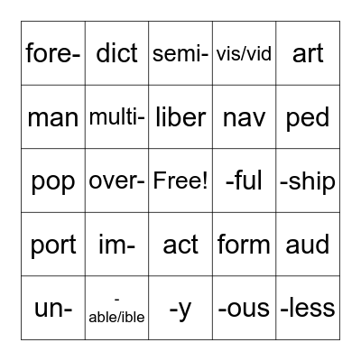 Word Study Bingo Card