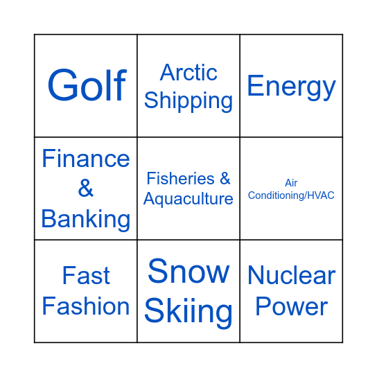 Rising Temp Effect Bingo Card