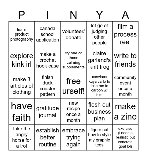 PINYA 2026 Bingo Card