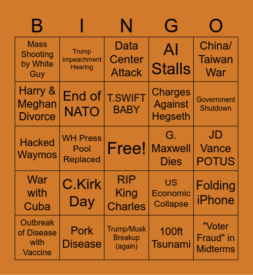 2026 Bingo Card