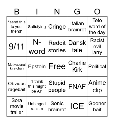 Niklas Reel Bingo Sheet Bingo Card