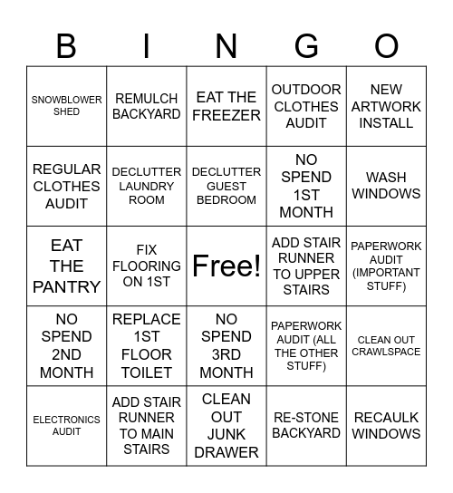 #HOUSEPROJECTS2026 Bingo Card