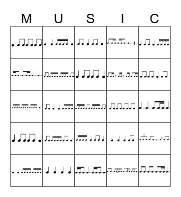 Rhythm Bingo Card