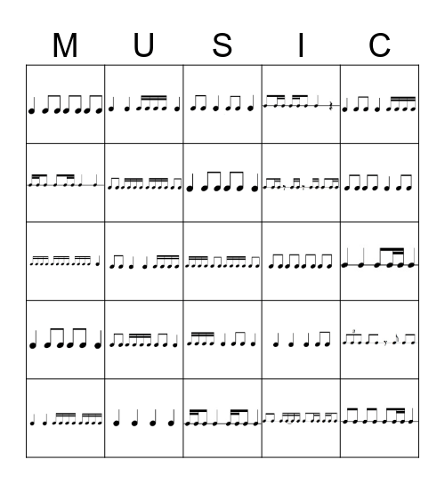 Rhythm Bingo Card