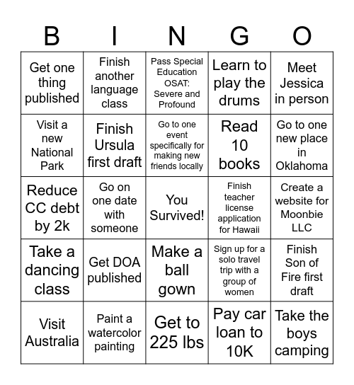 2026 Bingo Card