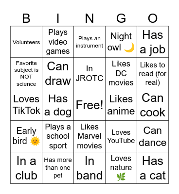 Mingo Bingo Card