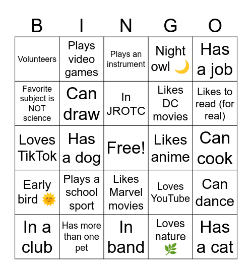 Mingo Bingo Card