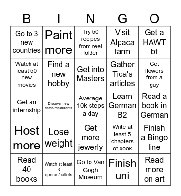 Ani's Bingo 2026 Bingo Card