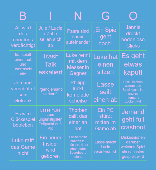 Beste GAYming-Lan 2026 Bingo Card