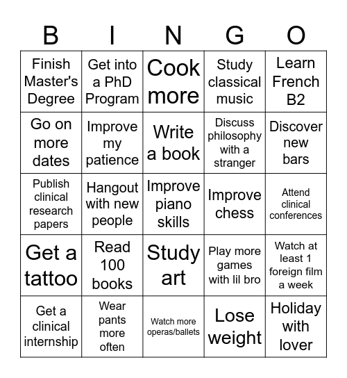 Rebecca's Bingo 2026 Bingo Card