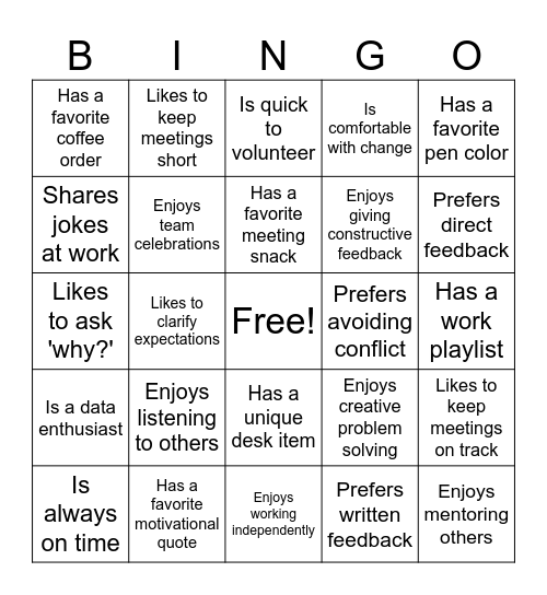 Offsite Icebreaker Bingo Card