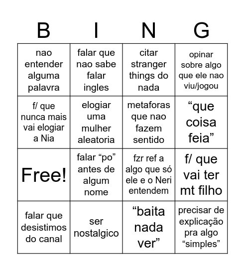 Ruan bingo Card