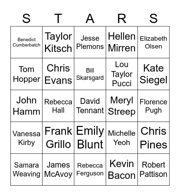 Actor Call Sheet Bingo Card