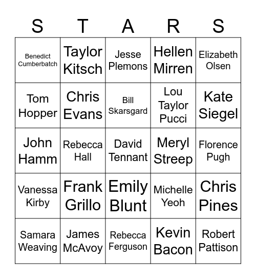 Actor Call Sheet Bingo Card