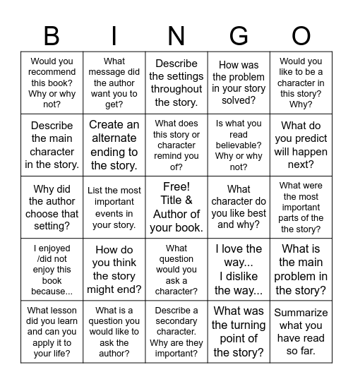 Bellwork Bingo Card