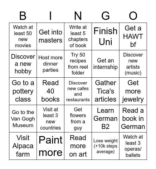 Ani's Bingo 2026 Bingo Card