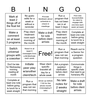 January BINGO Card
