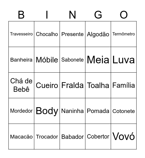 Bingo Chá da Giovanna Bingo Card