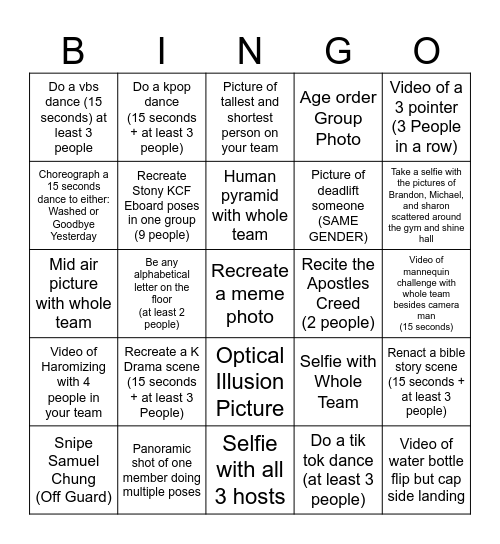 Stony x Bing KCF Bingo! Bingo Card