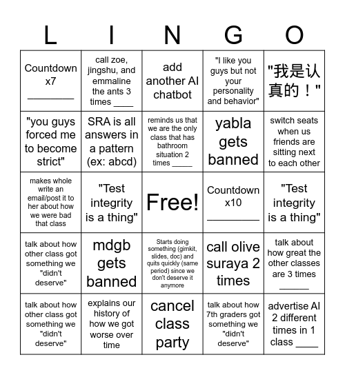 ms lung bingo Card