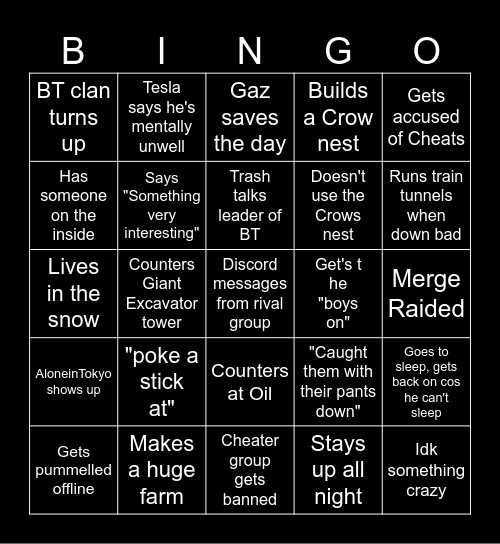 Tesla Video Bingo Card