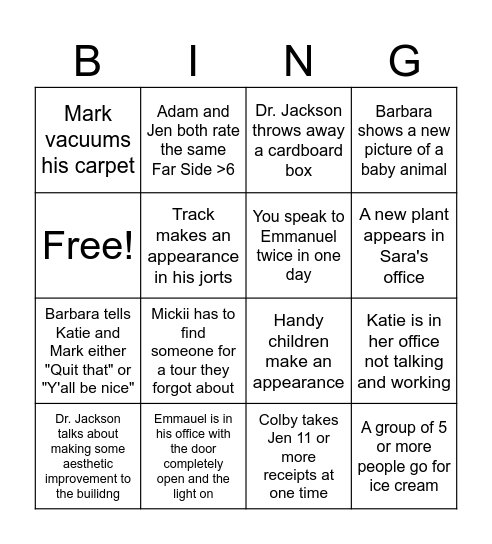 January Blah Buster Bingo Card