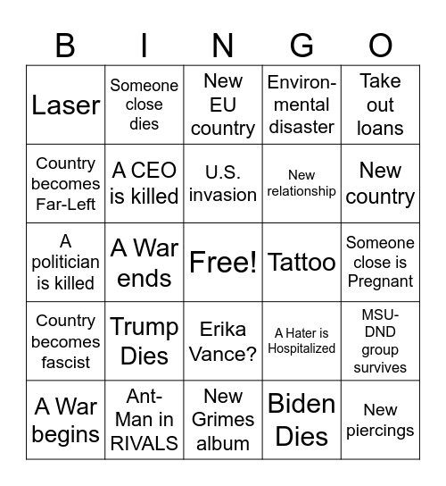 2026 Bingo Card