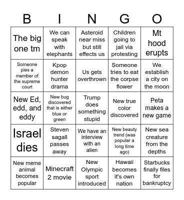 2026 bingo Card
