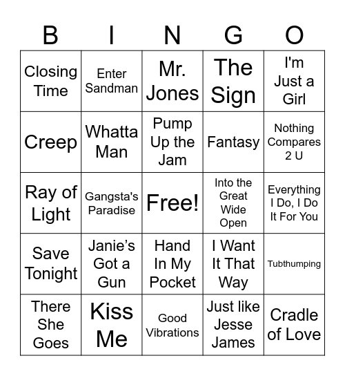 90’s Are Back! Bingo Card