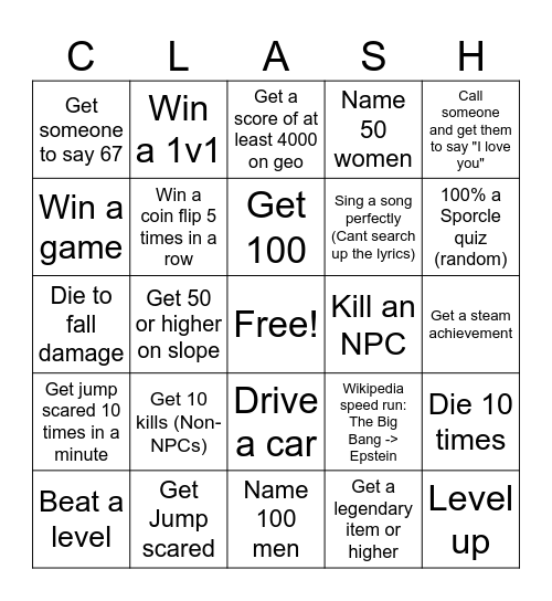 THIS IS WHY WE CLASH Bingo Card