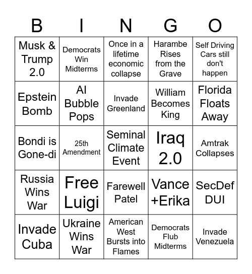 2026 Bingo Card