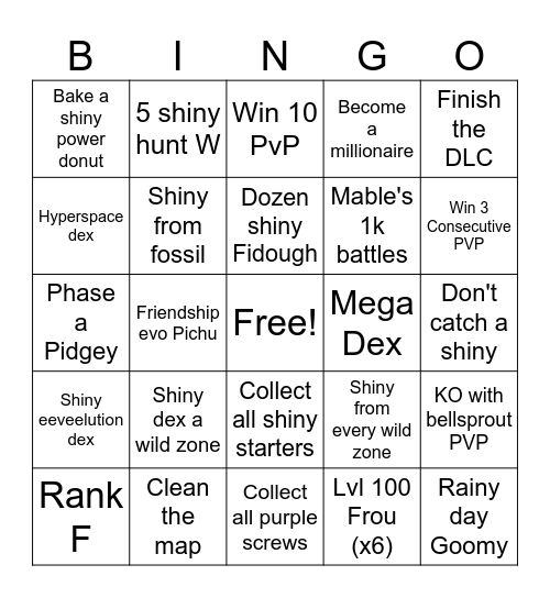 Legends ZA Bingo Card