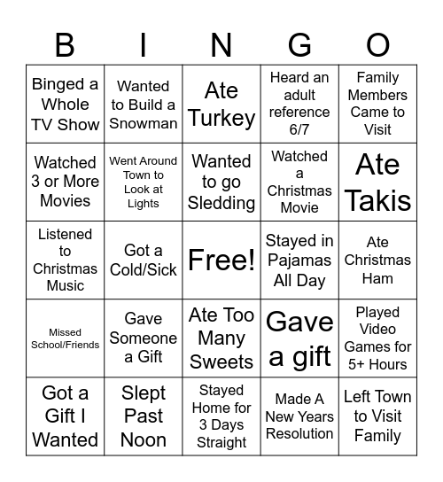 After Break Bingo Card