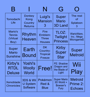 Tom's Nintendo Music 2026 Predictions Bingo Card