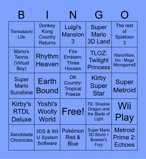 Tom's Nintendo Music 2026 Predictions Bingo Card