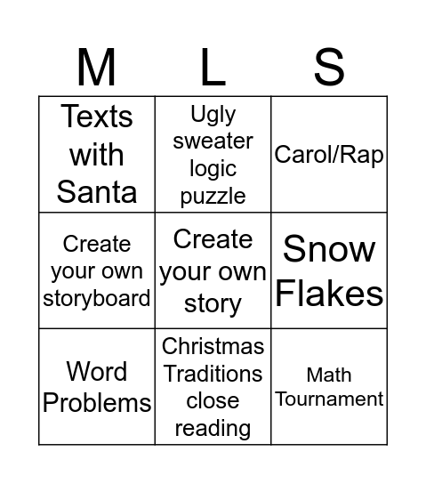 Holiday Bingo Card