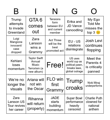 2026 Bingo Card