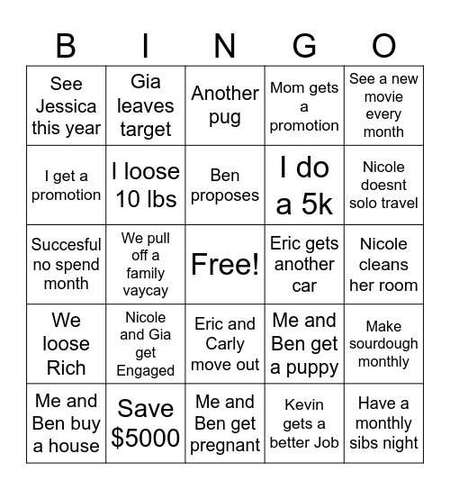 2026 Bingo Card