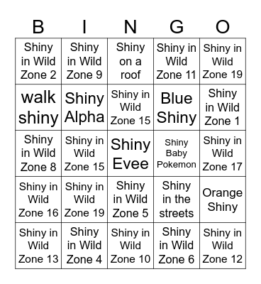 POKÉMON LEGENDS: Z-A SHINY BINGO Card